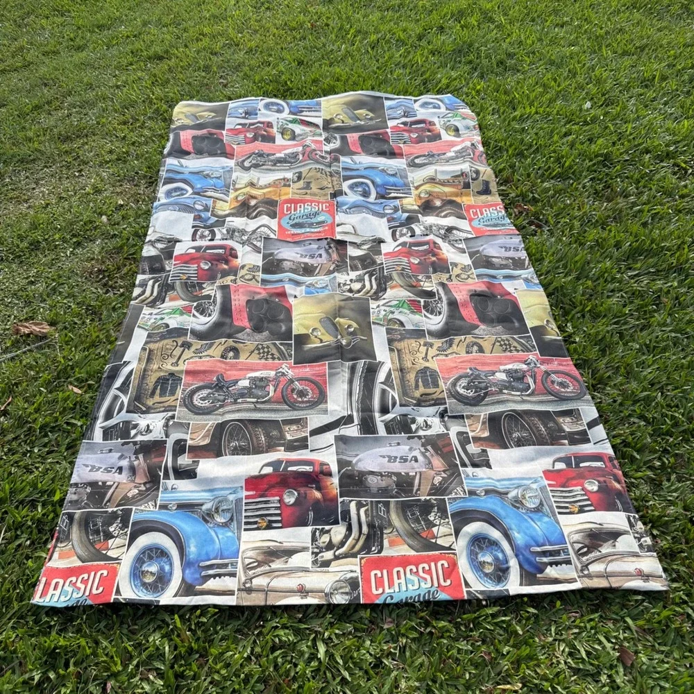 Classic Garage Cars Motorcycles Upholstery Fabric‎ Made in Spain 53x96